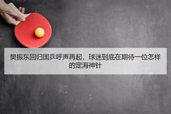 樊振东回归国乒呼声再起，球迷到底在期待一位怎样的定海神针